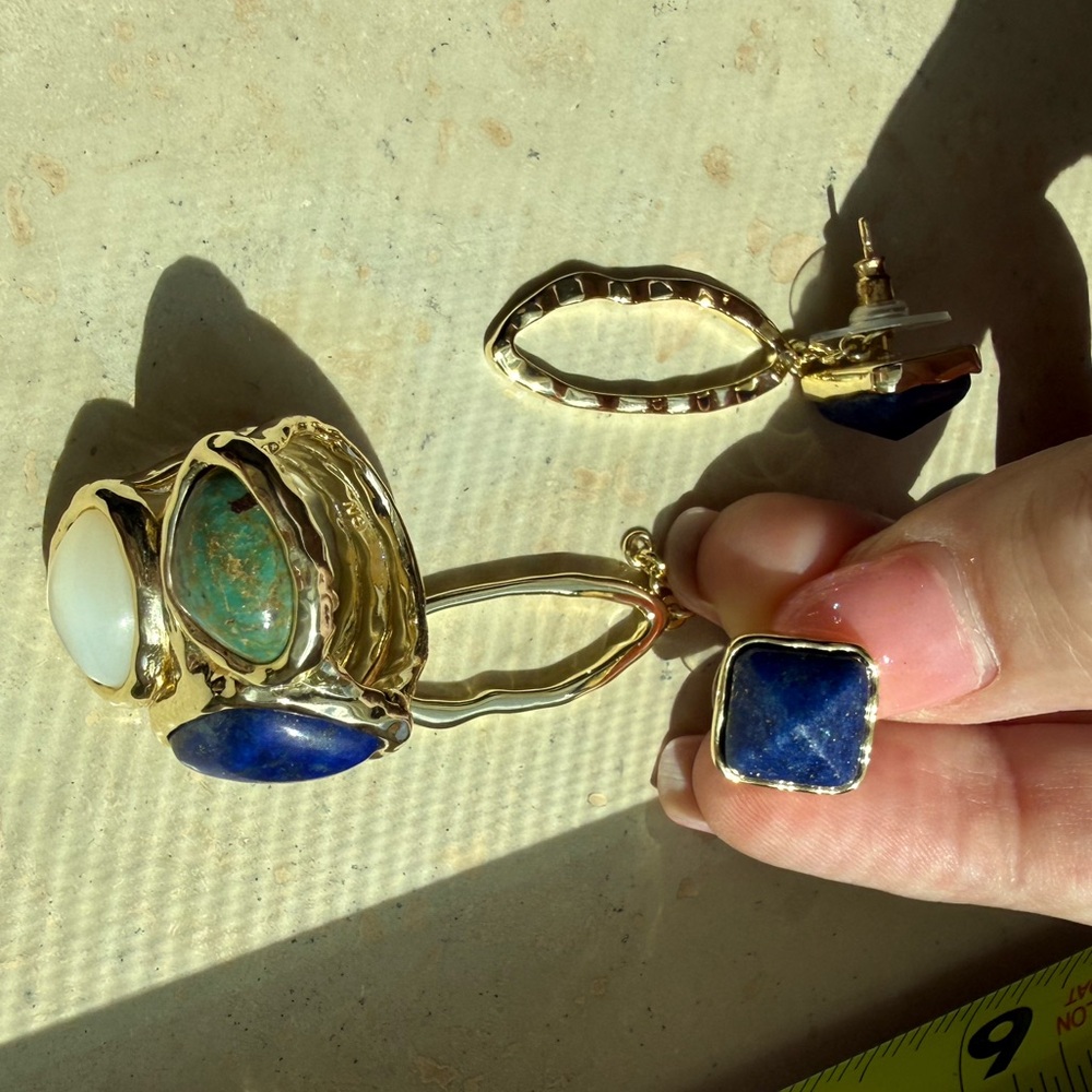 Gold Genuine Multi-Stone Statement Ring With Pear… - image 5